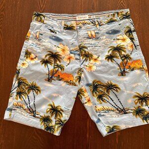 Denim & Flowers Ricky Singh Men's 34 Casual Hawaiian Tropical Stretch Short